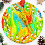 Happy Multicolor Painting Round Filigree Ornament (2Side) Front