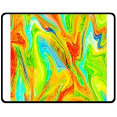 Happy Multicolor Painting Double Sided Fleece Blanket (medium)  by designworld65