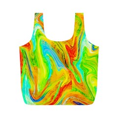 Happy Multicolor Painting Full Print Recycle Bags (m)  by designworld65