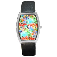 Colorful Mosaic  Barrel Style Metal Watch by designworld65