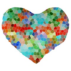 Colorful Mosaic  Large 19  Premium Heart Shape Cushions by designworld65