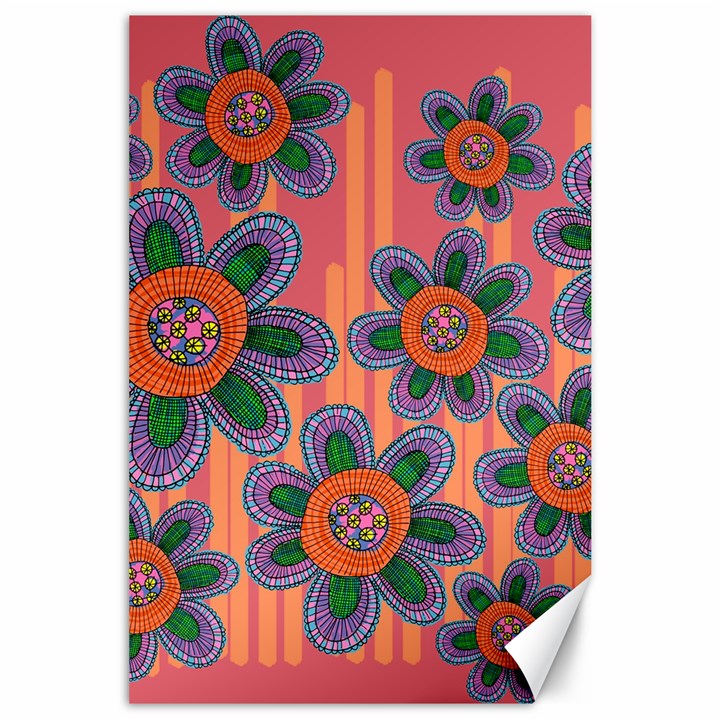 Colorful Floral Dream Canvas 24  x 36 