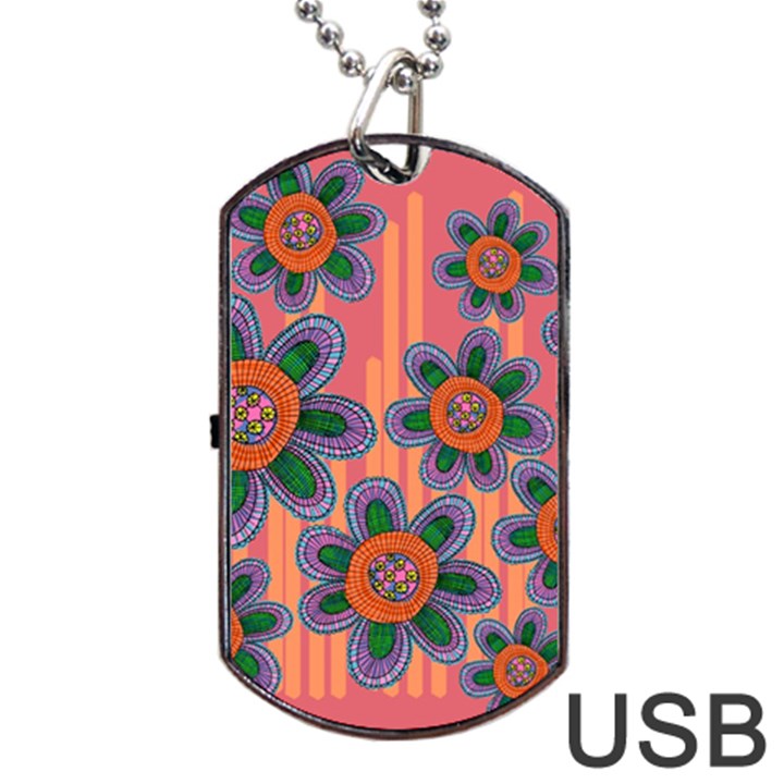 Colorful Floral Dream Dog Tag USB Flash (One Side)