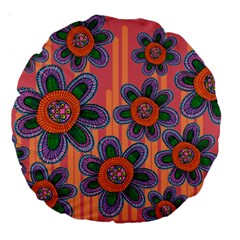 Colorful Floral Dream Large 18  Premium Round Cushions by DanaeStudio