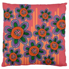 Colorful Floral Dream Large Flano Cushion Case (one Side) by DanaeStudio