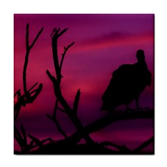 Vultures At Top Of Tree Silhouette Illustration Tile Coasters by dflcprints