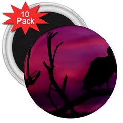 Vultures At Top Of Tree Silhouette Illustration 3  Magnets (10 Pack)  by dflcprints