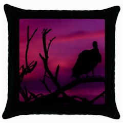 Vultures At Top Of Tree Silhouette Illustration Throw Pillow Case (black) by dflcprints