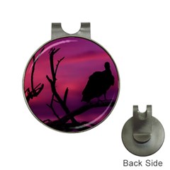 Vultures At Top Of Tree Silhouette Illustration Hat Clips With Golf Markers by dflcprints