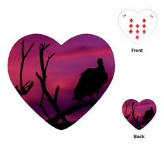 Vultures At Top Of Tree Silhouette Illustration Playing Cards (heart) 