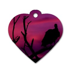 Vultures At Top Of Tree Silhouette Illustration Dog Tag Heart (two Sides) by dflcprints