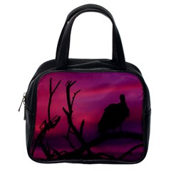 Vultures At Top Of Tree Silhouette Illustration Classic Handbags (one Side) by dflcprints