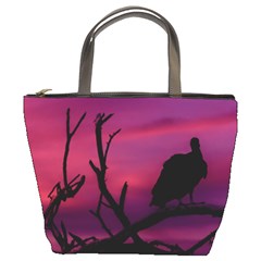 Vultures At Top Of Tree Silhouette Illustration Bucket Bags by dflcprints