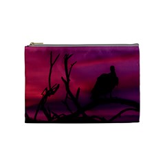 Vultures At Top Of Tree Silhouette Illustration Cosmetic Bag (medium)  by dflcprints