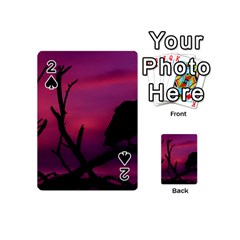 Vultures At Top Of Tree Silhouette Illustration Playing Cards 54 (mini) 