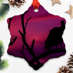 Vultures At Top Of Tree Silhouette Illustration Snowflake Ornament (2-side) by dflcprints