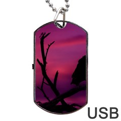 Vultures At Top Of Tree Silhouette Illustration Dog Tag Usb Flash (one Side) by dflcprints