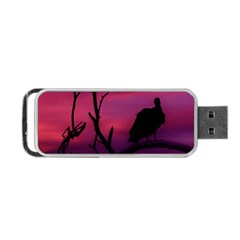 Vultures At Top Of Tree Silhouette Illustration Portable Usb Flash (one Side)