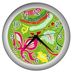 Green Organic Abstract Wall Clocks (Silver)  Front