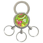 Green Organic Abstract 3-Ring Key Chains Front