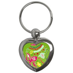 Green Organic Abstract Key Chains (heart)  by DanaeStudio