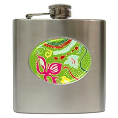 Green Organic Abstract Hip Flask (6 oz)