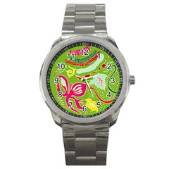 Green Organic Abstract Sport Metal Watch