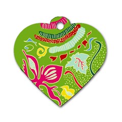 Green Organic Abstract Dog Tag Heart (Two Sides)