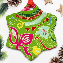 Green Organic Abstract Snowflake Ornament (2-Side)