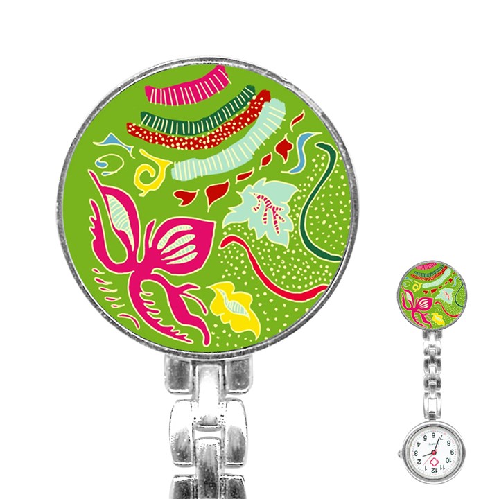 Green Organic Abstract Stainless Steel Nurses Watch