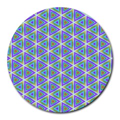 Colorful Retro Geometric Pattern Round Mousepads by DanaeStudio