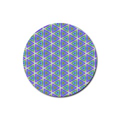 Colorful Retro Geometric Pattern Rubber Round Coaster (4 Pack)  by DanaeStudio