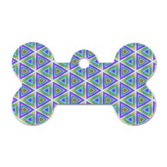 Colorful Retro Geometric Pattern Dog Tag Bone (two Sides) by DanaeStudio