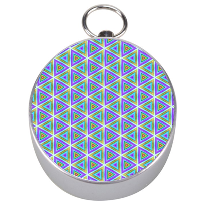 Colorful Retro Geometric Pattern Silver Compasses