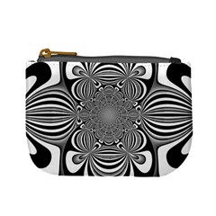 Black And White Ornamental Flower Mini Coin Purses by designworld65