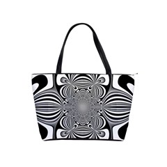 Black And White Ornamental Flower Shoulder Handbags by designworld65