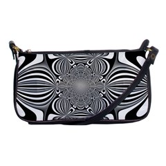 Black And White Ornamental Flower Shoulder Clutch Bags by designworld65