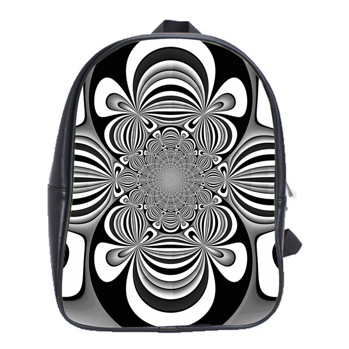 Black And White Ornamental Flower School Bags (XL) 