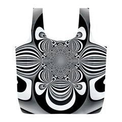 Black And White Ornamental Flower Full Print Recycle Bags (l)  by designworld65