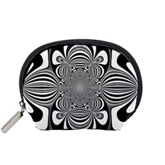 Black And White Ornamental Flower Accessory Pouches (small)  by designworld65