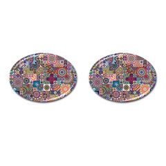 Ornamental Mosaic Background Cufflinks (oval) by TastefulDesigns