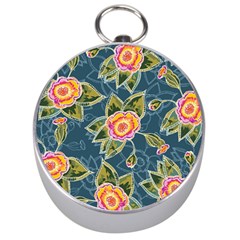 Floral Fantsy Pattern Silver Compasses by DanaeStudio