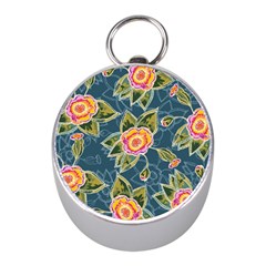 Floral Fantsy Pattern Mini Silver Compasses by DanaeStudio