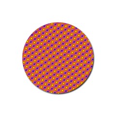 Vibrant Retro Diamond Pattern Rubber Coaster (round)  by DanaeStudio