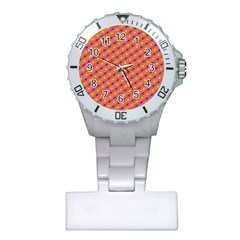 Vibrant Retro Diamond Pattern Plastic Nurses Watch by DanaeStudio