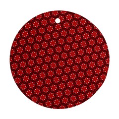 Red Passion Floral Pattern Ornament (round)  by DanaeStudio