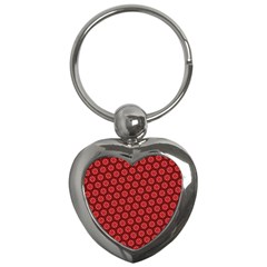 Red Passion Floral Pattern Key Chains (heart)  by DanaeStudio