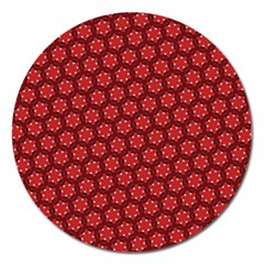 Red Passion Floral Pattern Magnet 5  (round) by DanaeStudio