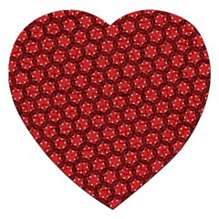 Red Passion Floral Pattern Jigsaw Puzzle (heart) by DanaeStudio