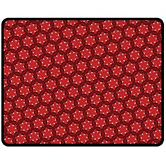 Red Passion Floral Pattern Fleece Blanket (medium)  by DanaeStudio